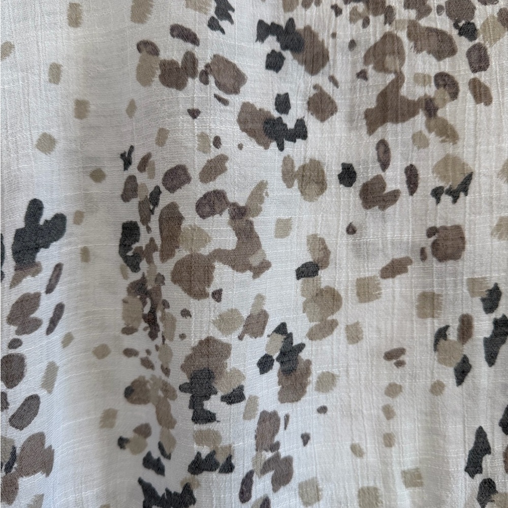 New Directions Cream and Brown Tie Sleeve Blouse - Picture 7 of 7